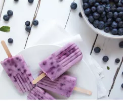 Sucettes glacées express yogourt et bleuets