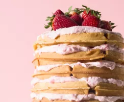 Gâteau gaufre aux fraises